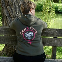 Veste à Capuche Zippée Kaki