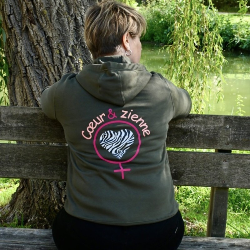 Veste à Capuche Zippée Kaki
