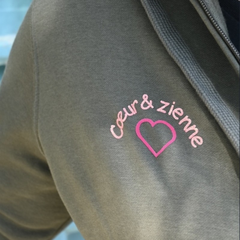 Veste à Capuche Zippée Kaki