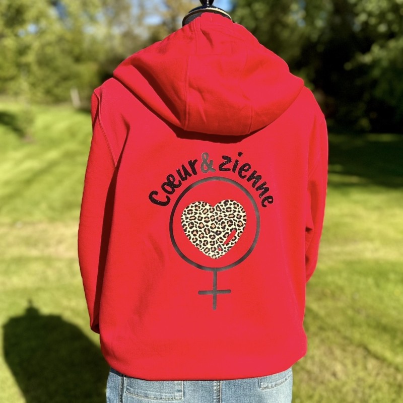 Veste à Capuche Zippée Rouge