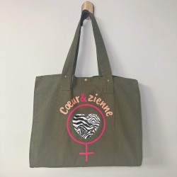 Cabas en coton délavé Kaki Foncé