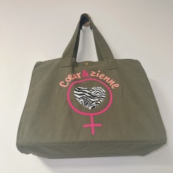 Cabas en coton délavé Kaki Foncé