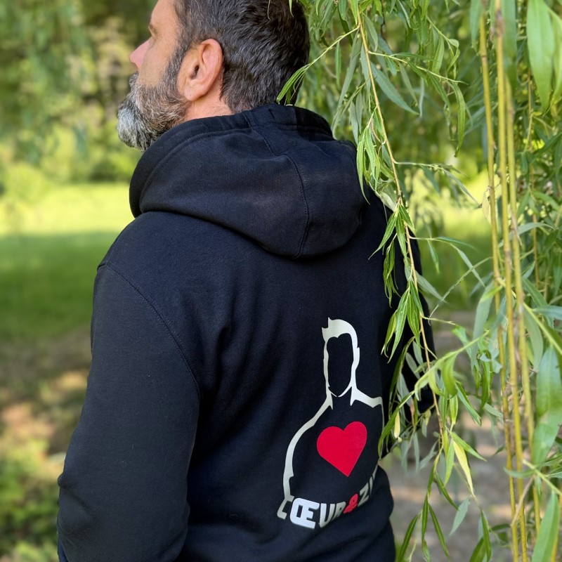 Veste à Capuche Zippée Noire HOMME