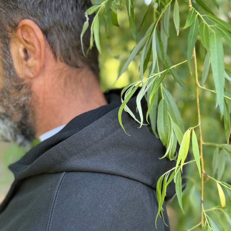 Veste à Capuche Zippée Noire HOMME