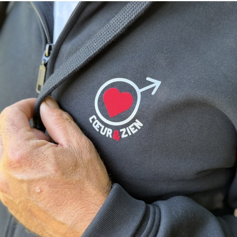 Veste à Capuche Zippée Noire HOMME