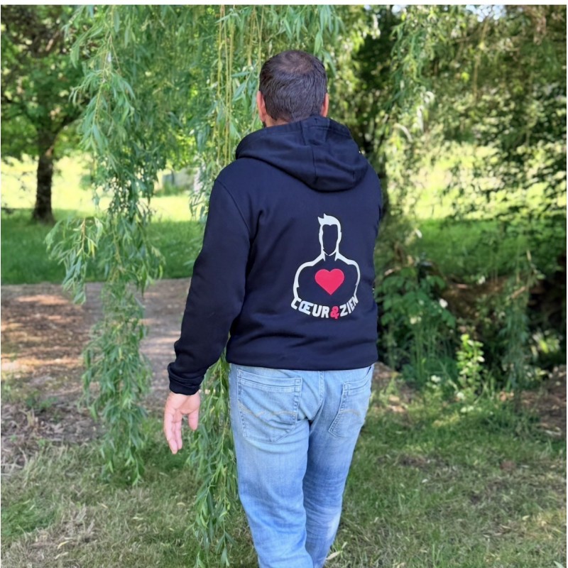 Veste à Capuche Zippée Noire HOMME