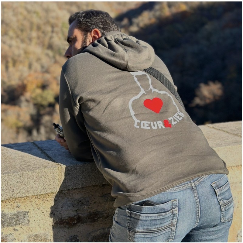 Veste à Capuche Zippée Kaki HOMME